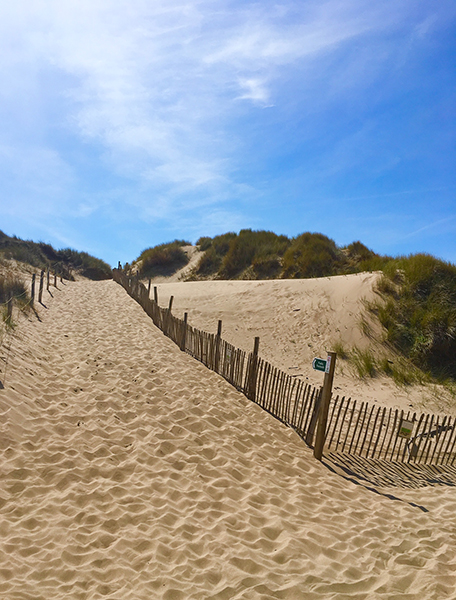 The sand dunes at Croyde beach on a hot summers day